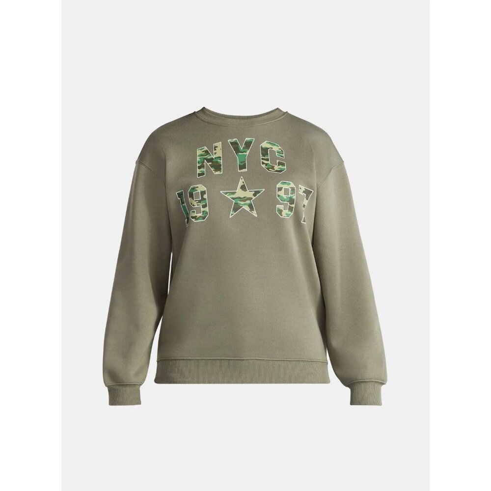NYC 1997 Women's Graphic Sweatshirt with Long Sleeves, M (8-10), Relaxed Fit
